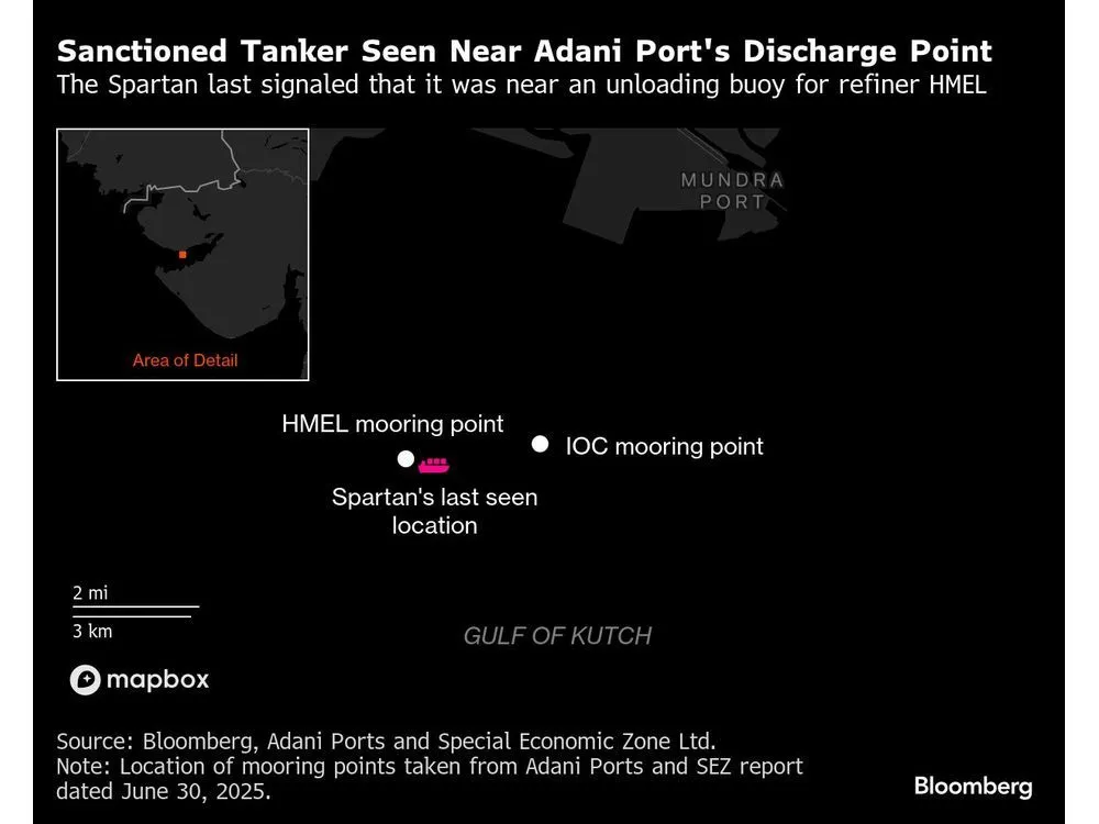 Sanctioned Oil Tanker Nears Adani Port Laden With Russian Crude